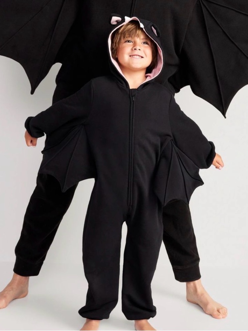 Old Navy Black Bat Kids Hoodie Onesie with Pink Ear Lining